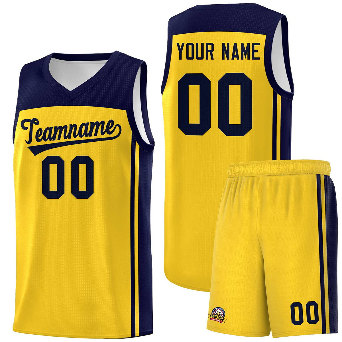 Custom Gold Navy Classic Sets Sports Uniform Basketball Jersey