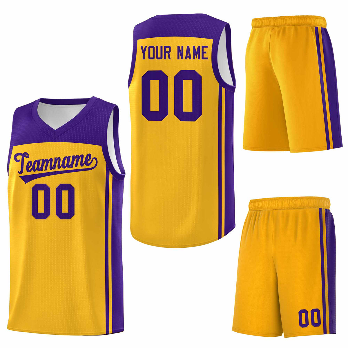 Custom Yellow Purple Classic Sets Sports Uniform Basketball Jersey