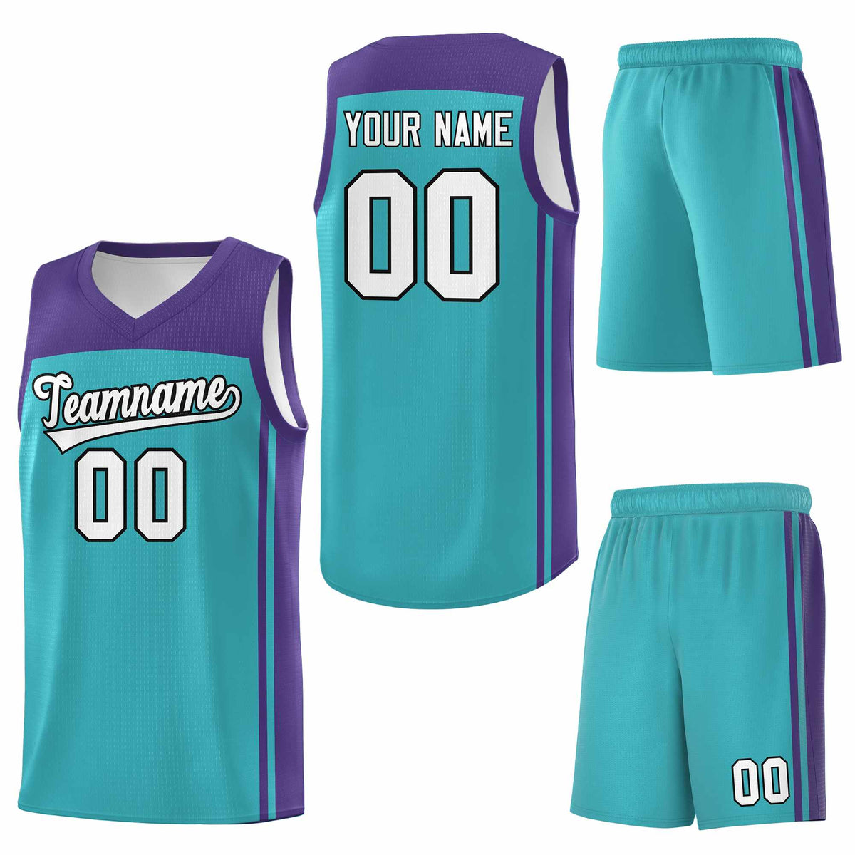 Custom Aqua Purple Classic Sets Sports Uniform Basketball Jersey