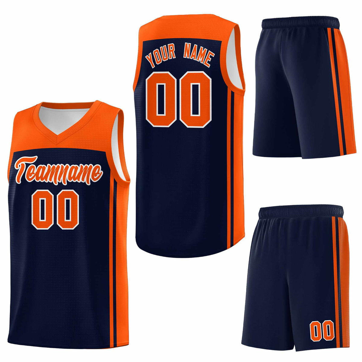 Custom Navy Orange Classic Sets Sports Uniform Basketball Jersey