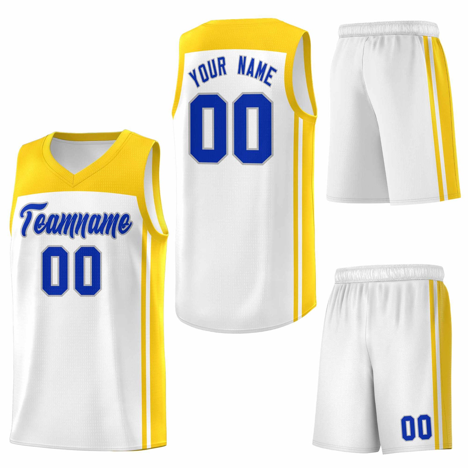 Custom White Gold Classic Sets Sports Uniform Basketball Jersey
