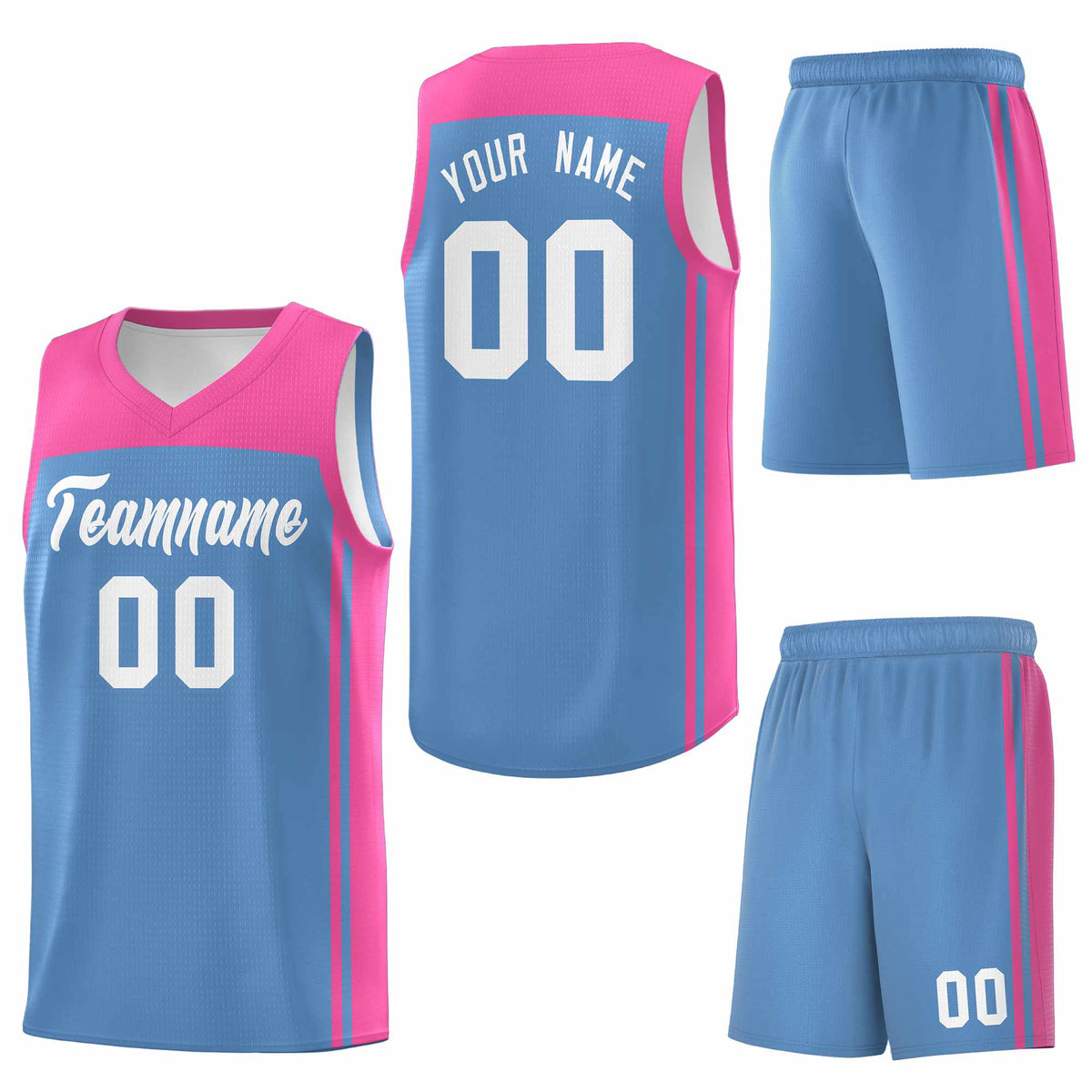 Custom Light Blue Pink Classic Sets Sports Uniform Basketball Jersey