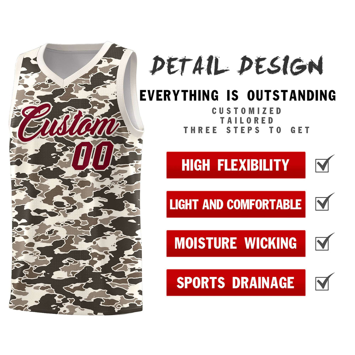 Custom Personalized Camo Sets Sports Uniform Basketball Jersey