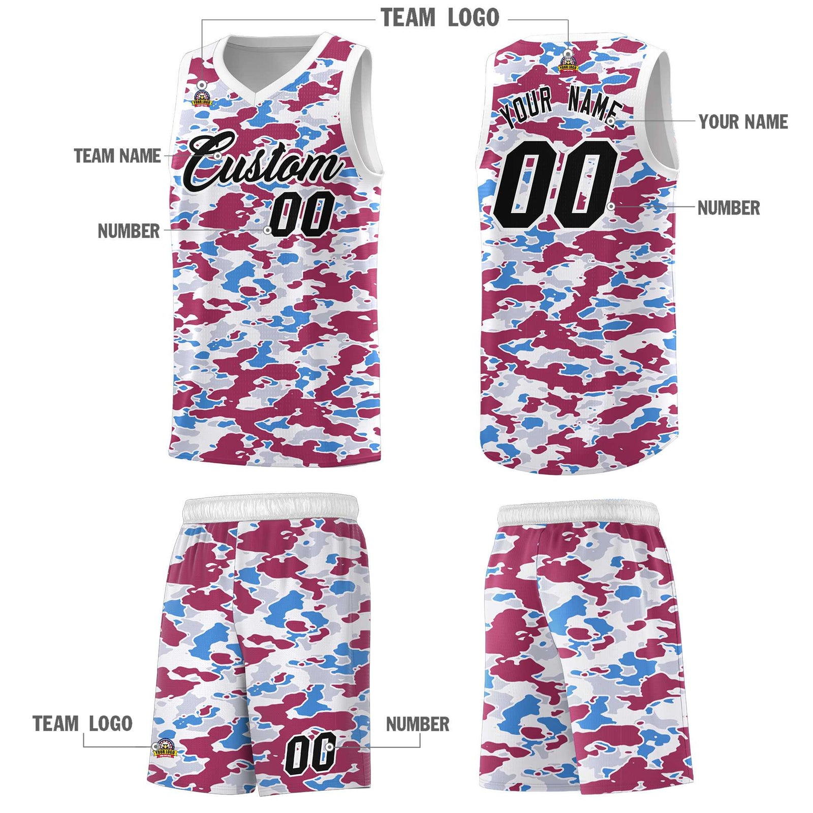 Custom Personalized Camo Sets Sports Uniform Basketball Jersey