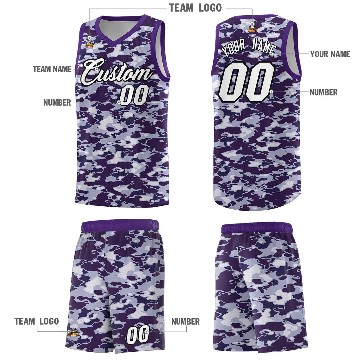 Custom Personalized Camo Sets Sports Uniform Basketball Jersey