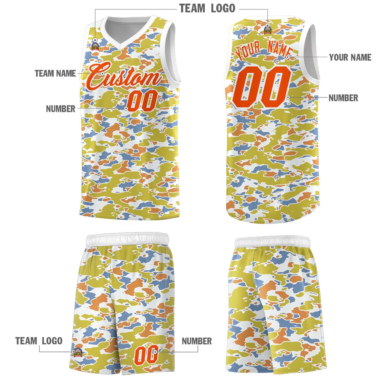 Custom Personalized Camo Sets Sports Uniform Basketball Jersey