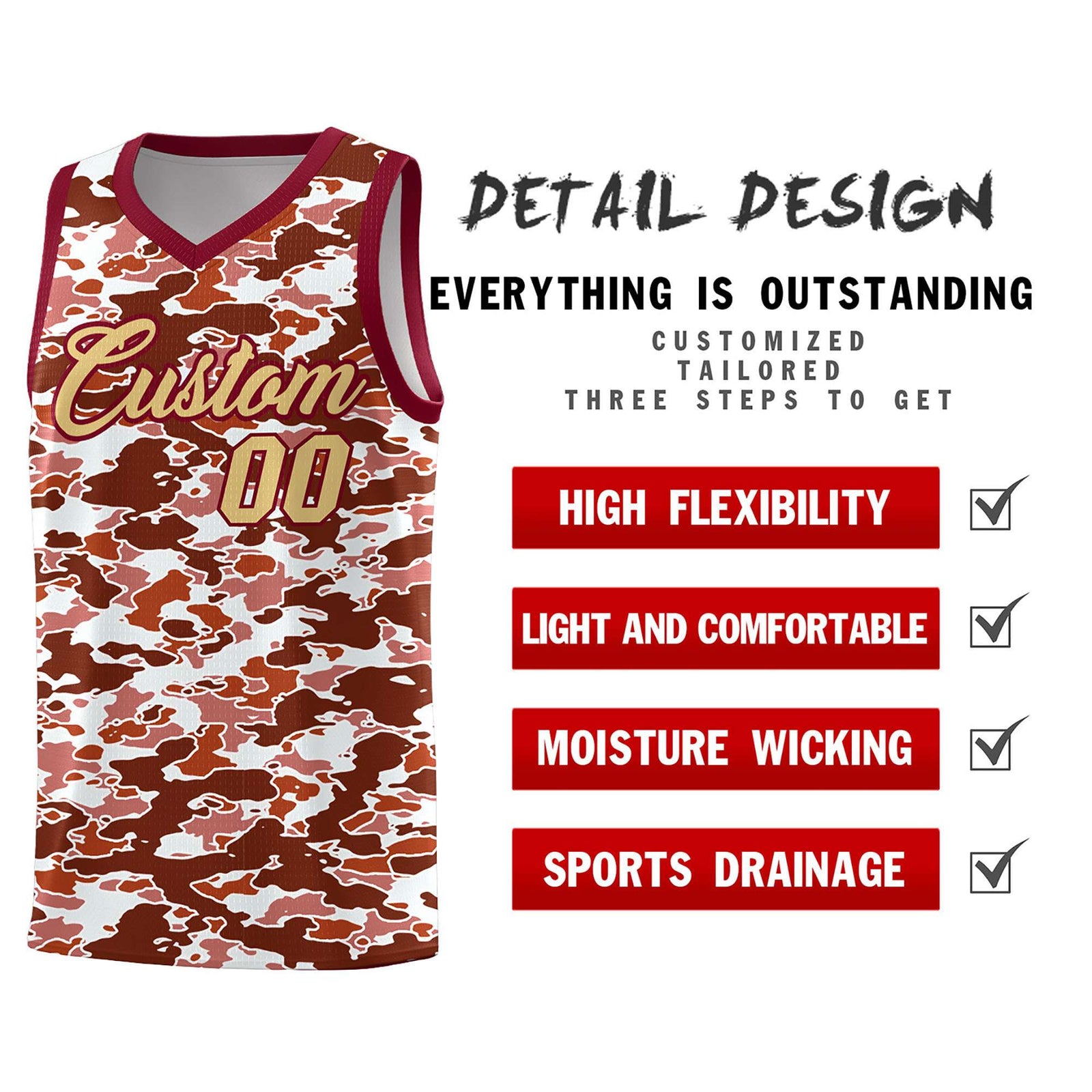 Custom Personalized Camo Sets Sports Uniform Basketball Jersey