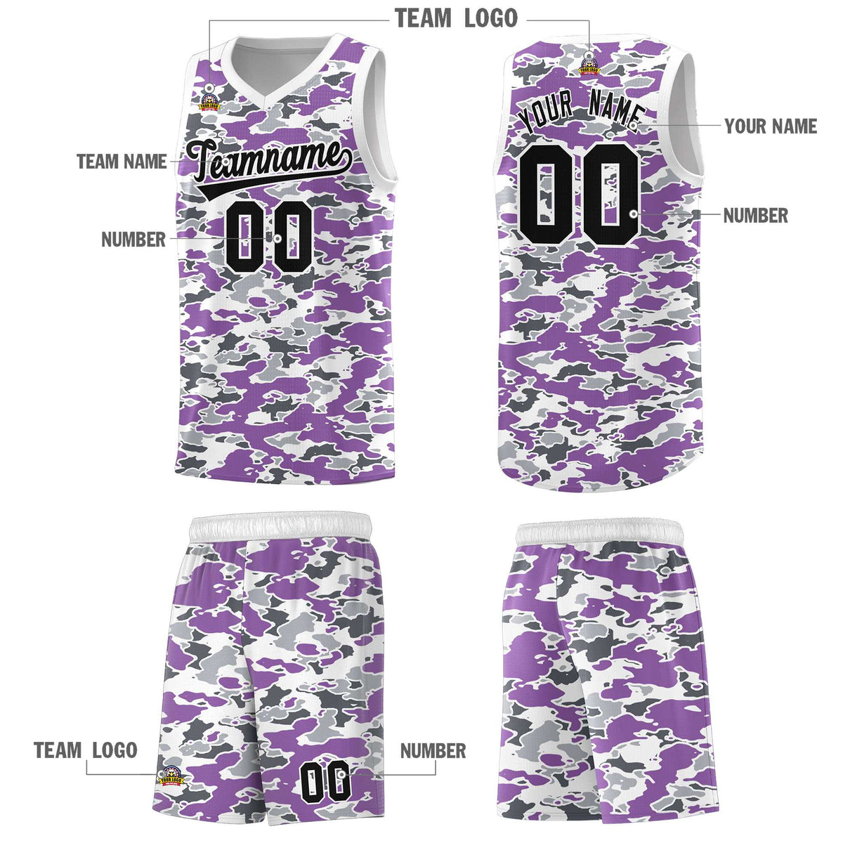 Custom Personalized Camo Sets Sports Uniform Basketball Jersey