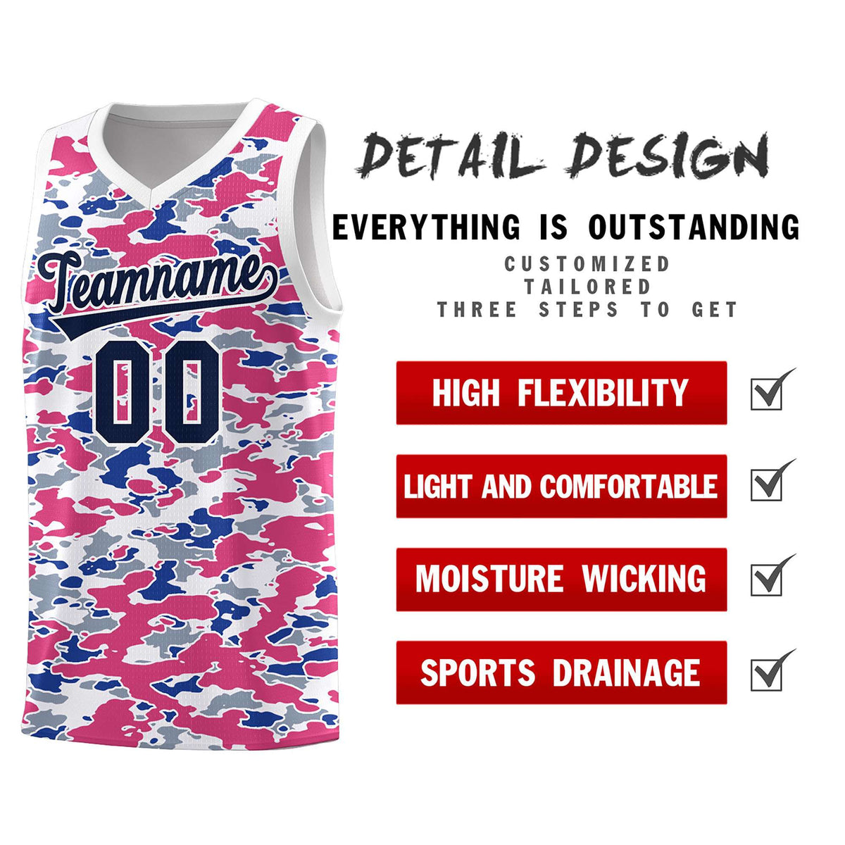 Custom Personalized Camo Sets Sports Uniform Basketball Jersey