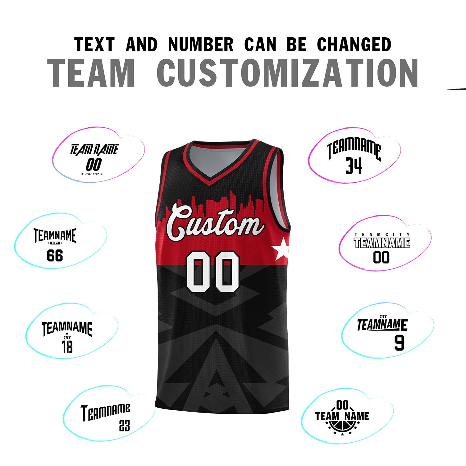 Custom Black Personalized City Silhouette Pattern Sports Uniform Basketball Jersey