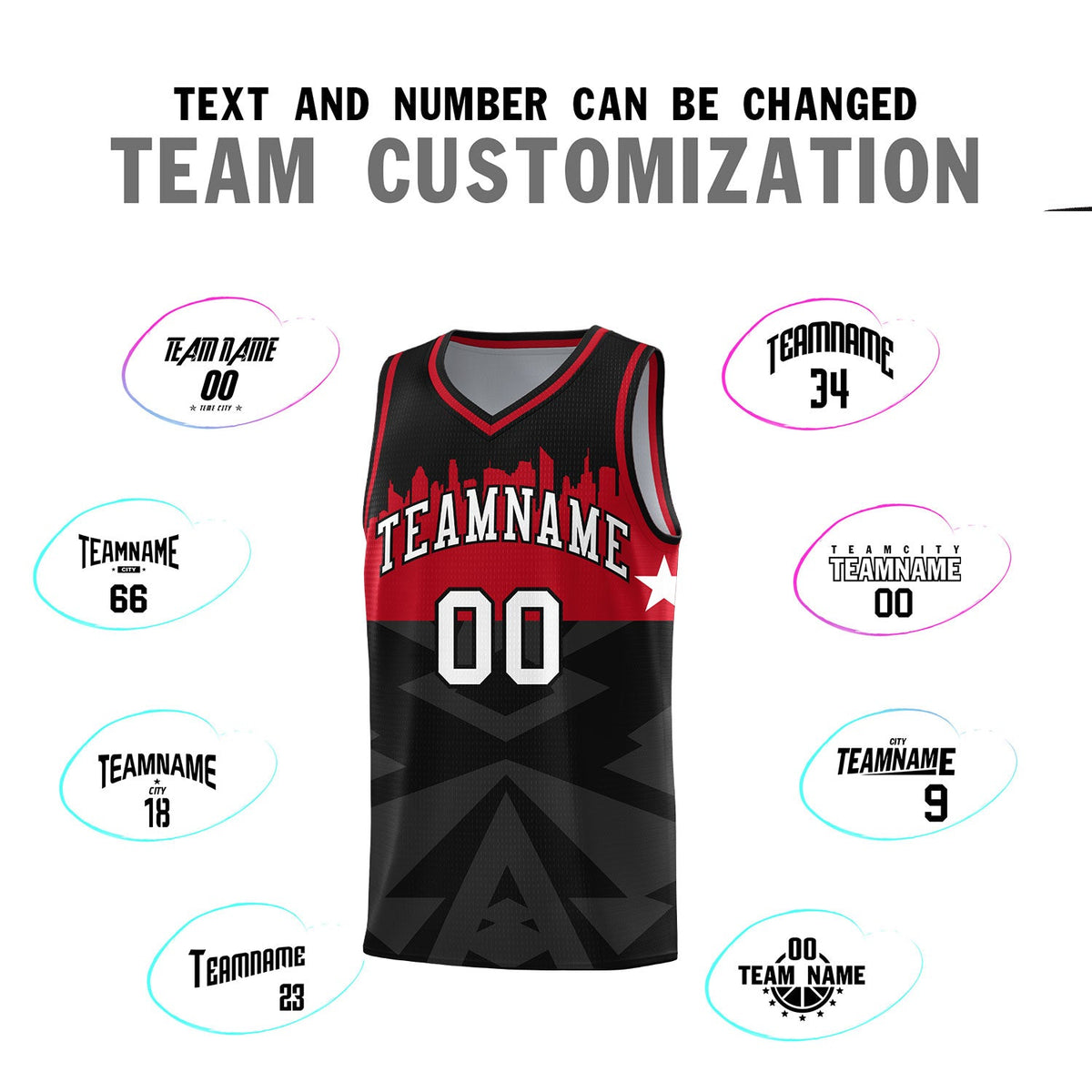 Custom Black Personalized City Silhouette Pattern Sports Uniform Basketball Jersey