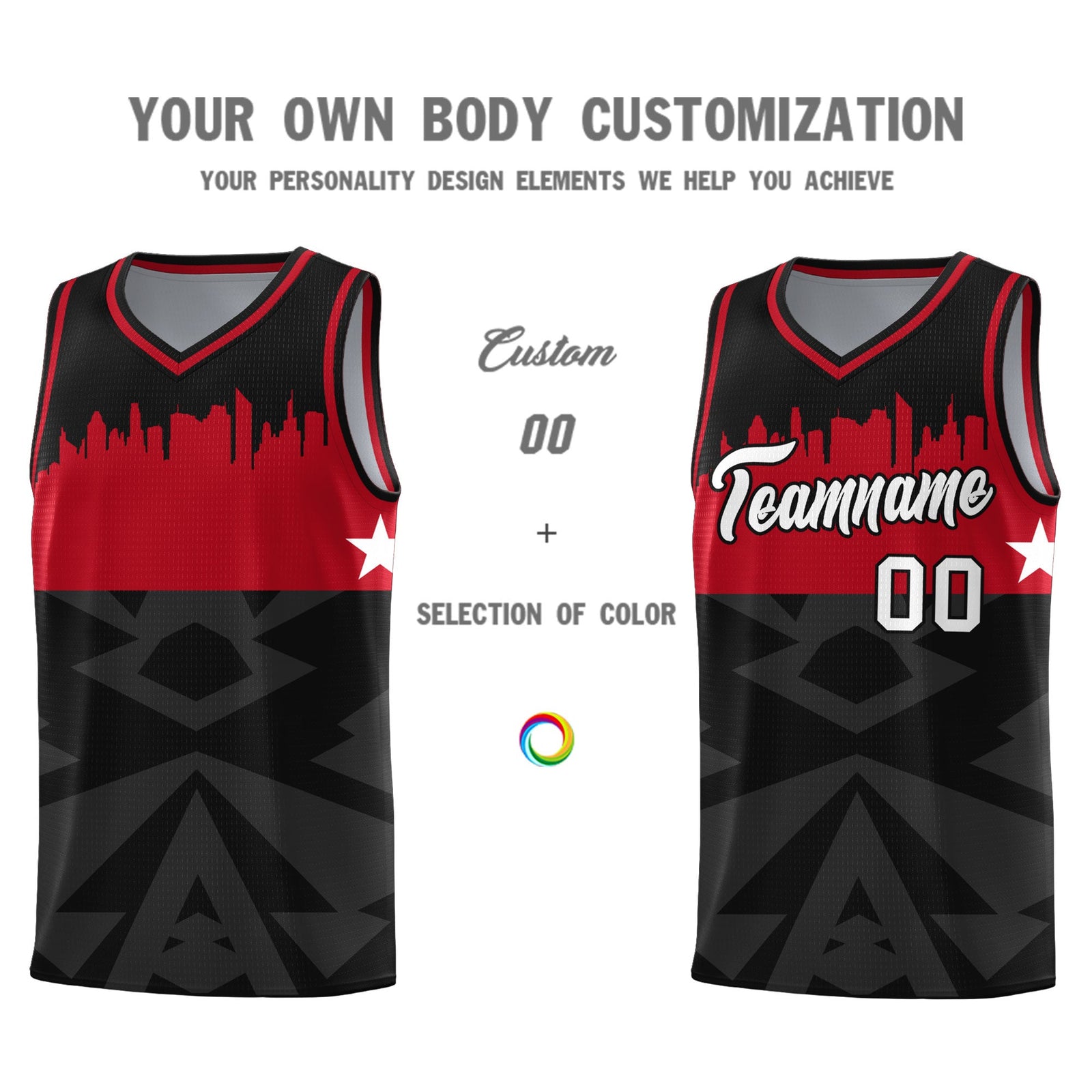 Custom Black Personalized City Silhouette Pattern Sports Uniform Basketball Jersey