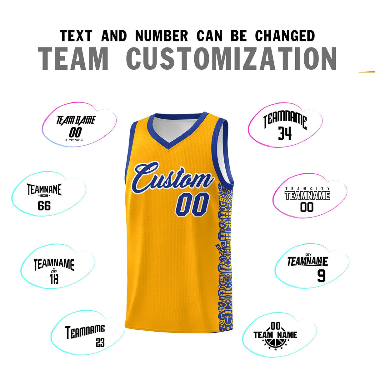 Custom Yellow Royal Personalized Indians Pattern Sets Sports Uniform Basketball Jersey