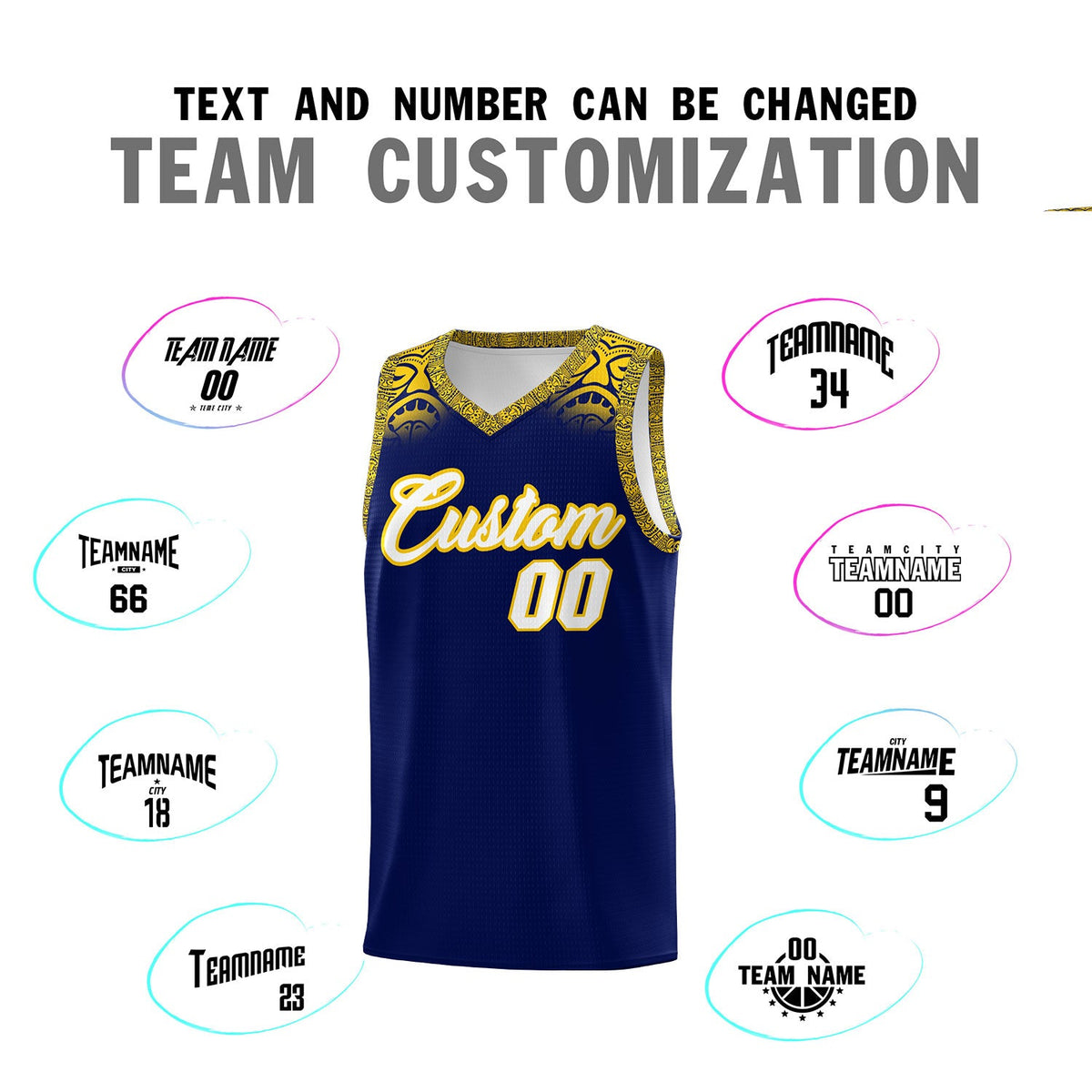 Custom Royal Gold Personalized Indians Print Sets Sports Uniform Basketball Jersey