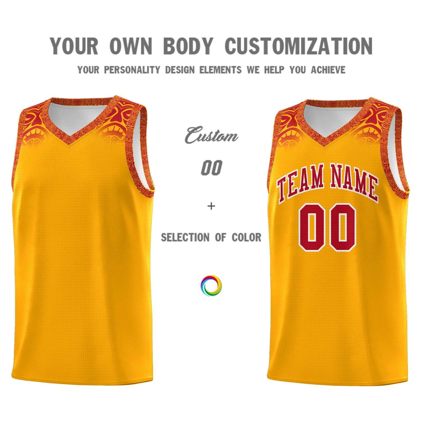 Custom Yellow Red Personalized Indians Print Sets Sports Uniform Basketball Jersey
