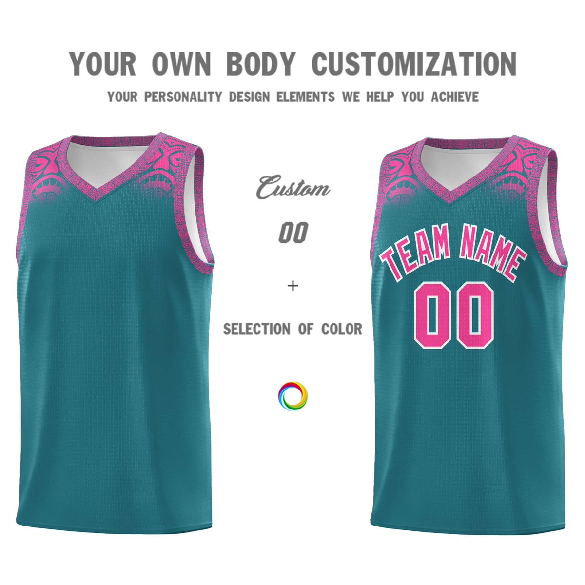 Custom Aqua Pink Personalized Indians Print Sets Sports Uniform Basketball Jersey