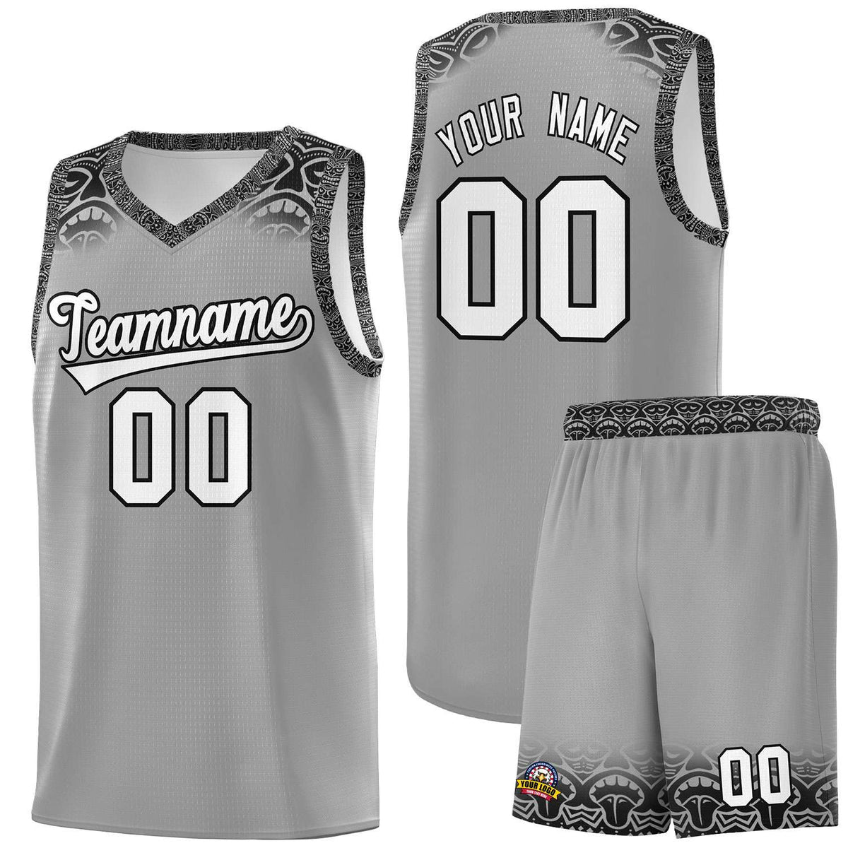 Custom Dark Gray Black Personalized Indians Print Sets Sports Uniform Basketball Jersey