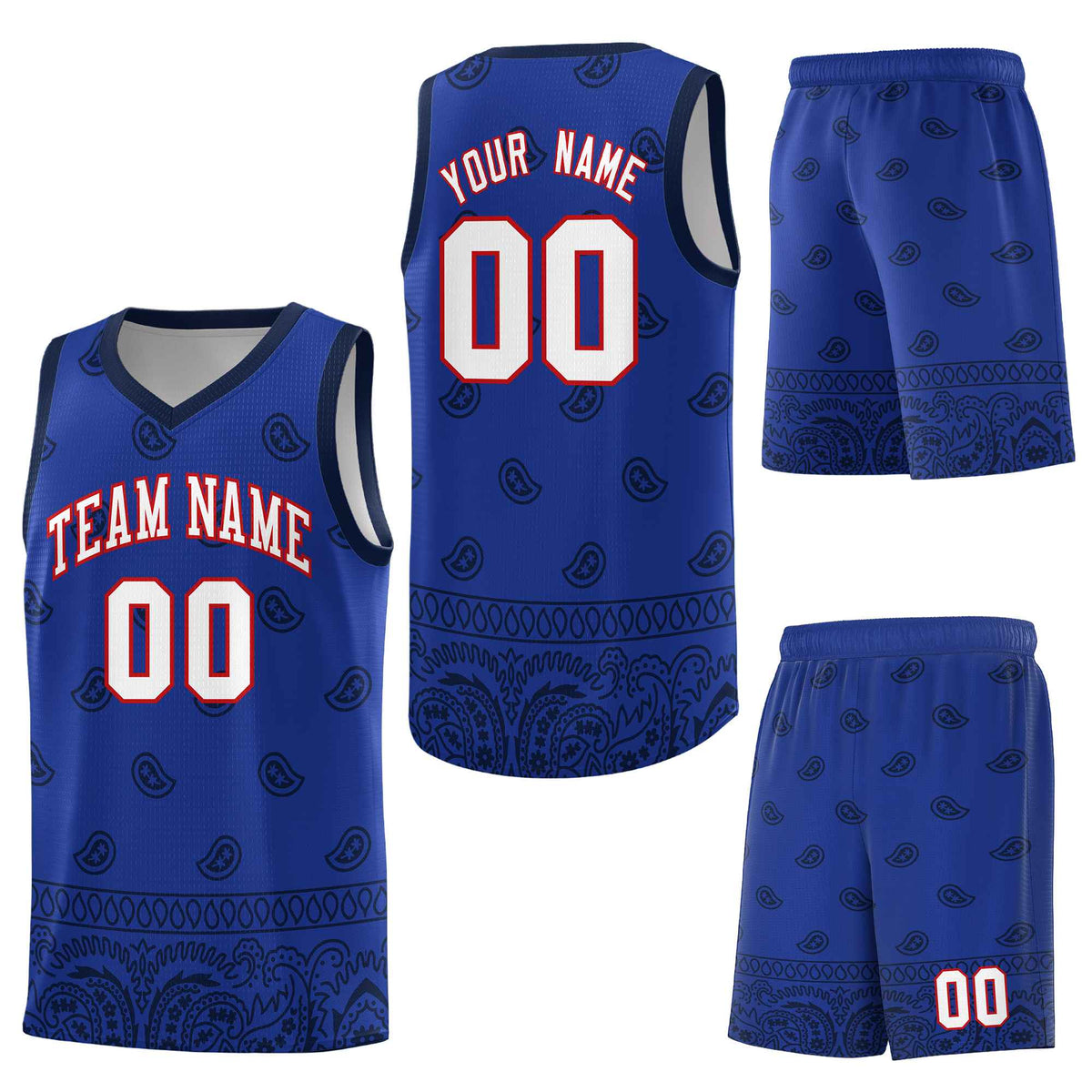 Custom Royal Navy Personalized Cashew Pattern Sports Uniform Basketball Jersey