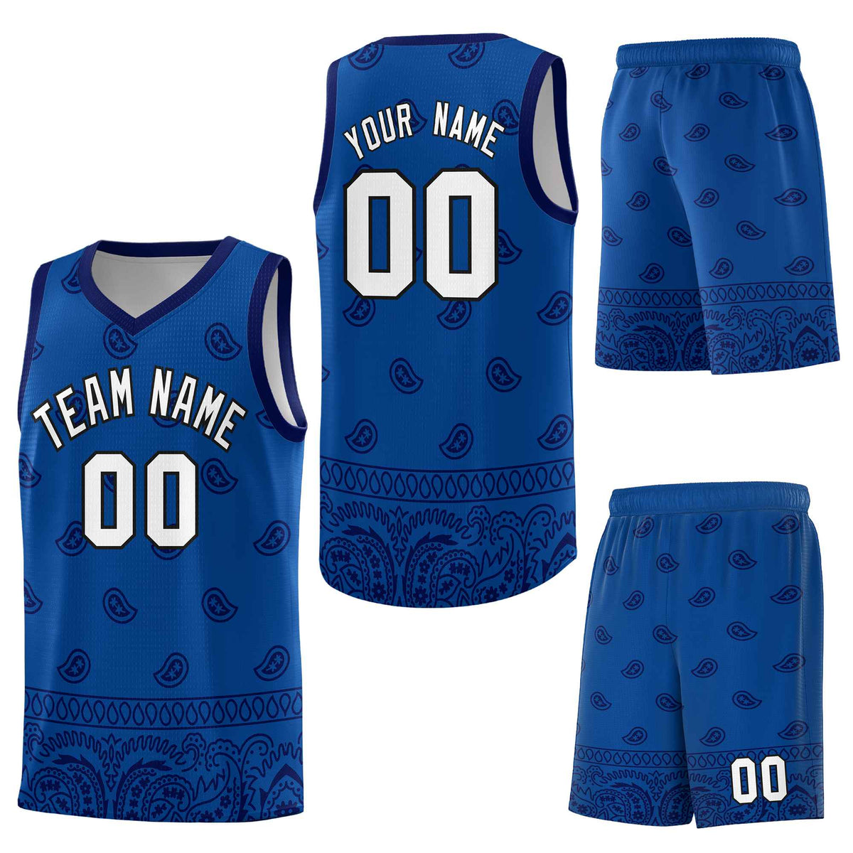 Custom Royal Navy Personalized Cashew Pattern Sports Uniform Basketball Jersey