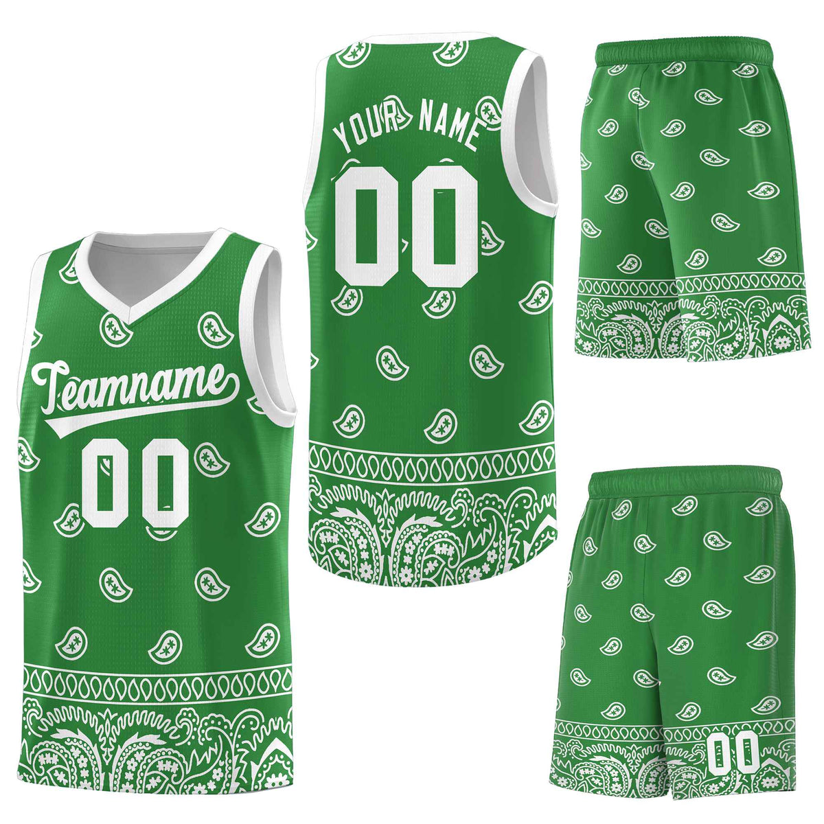 Custom Teal White Personalized Cashew Pattern Sports Uniform Basketball Jersey