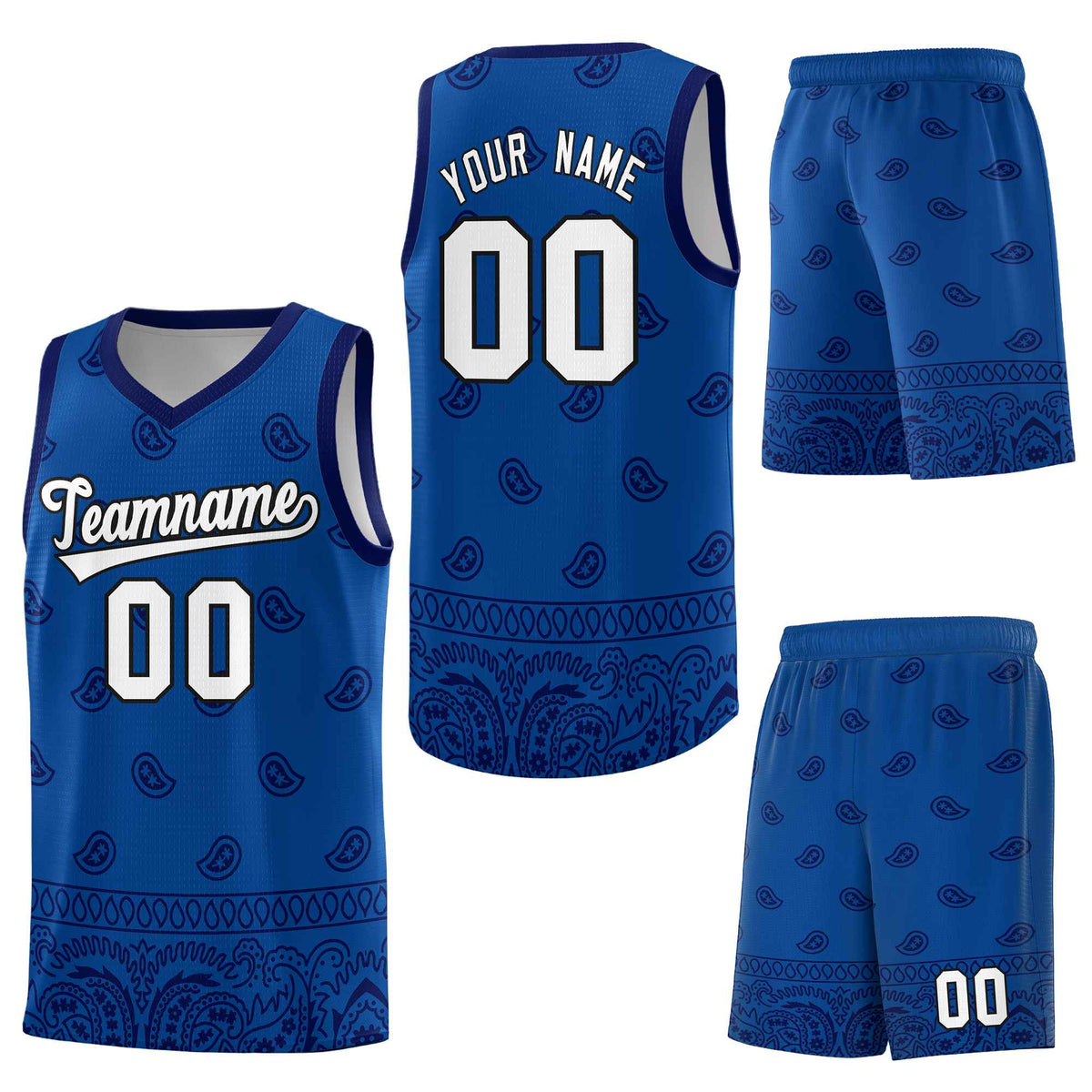 Custom Royal Navy Personalized Cashew Pattern Sports Uniform Basketball Jersey