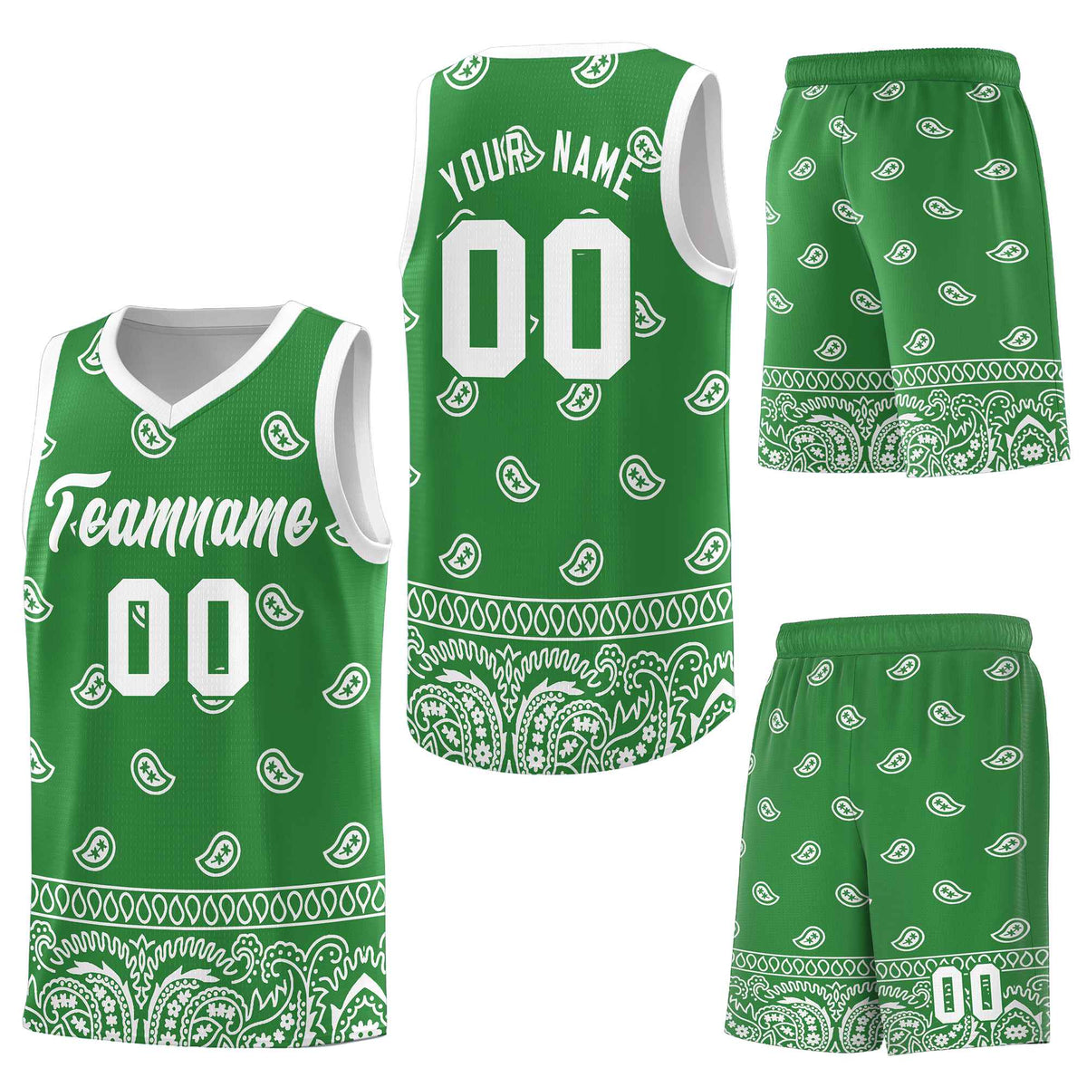 Custom Teal White Personalized Cashew Pattern Sports Uniform Basketball Jersey