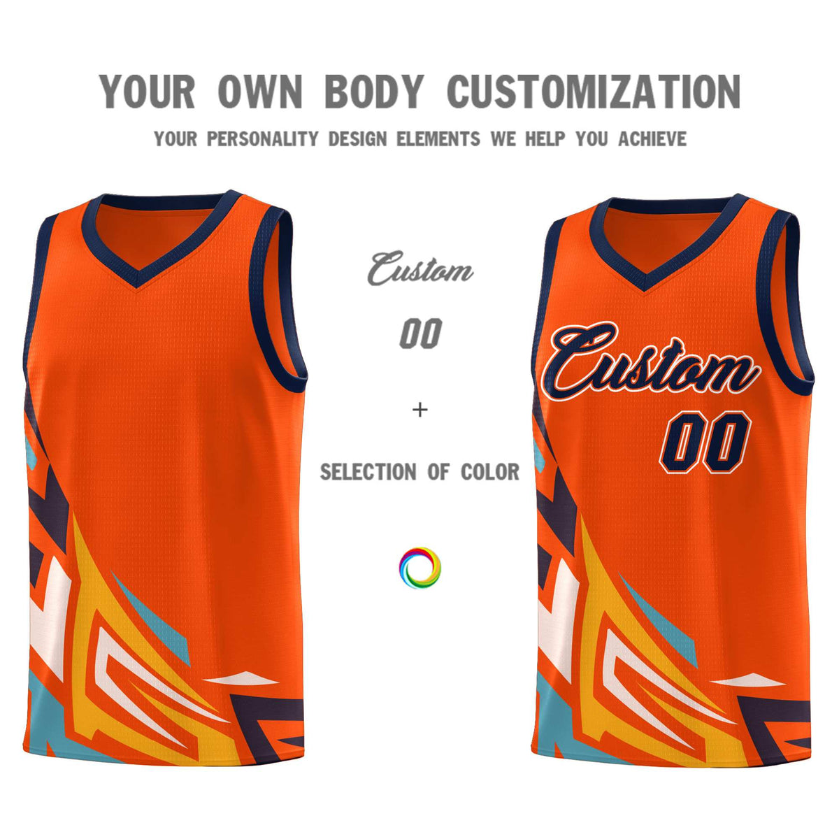 Custom Orange Gradient Graffiti Pattern Sports Uniform Basketball Jersey