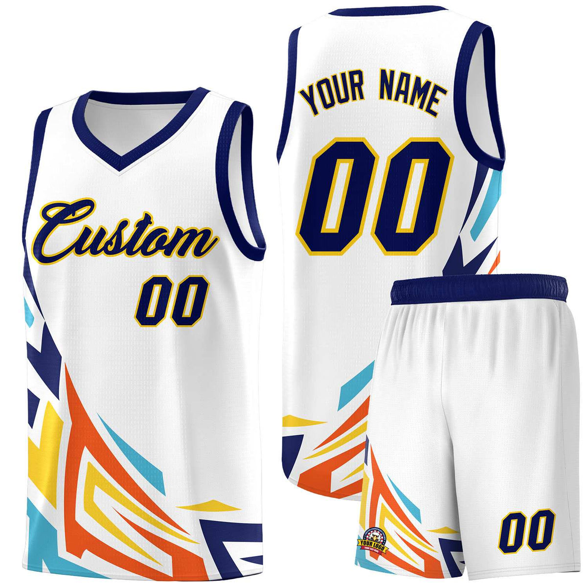 Custom White Gradient Graffiti Pattern Sports Uniform Basketball Jersey