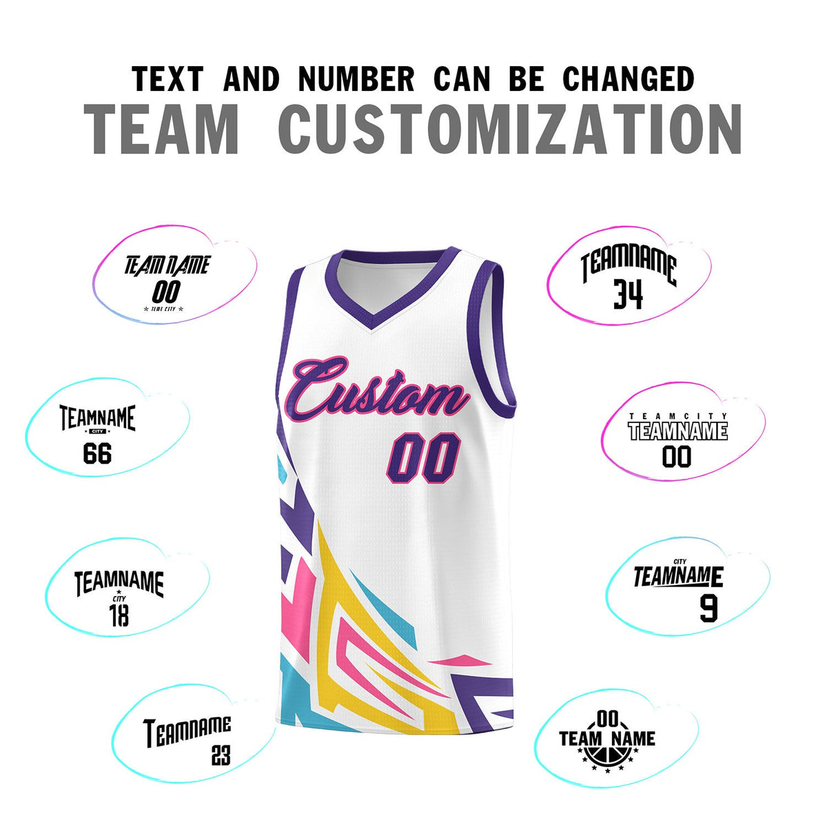 Custom White Gradient Graffiti Pattern Sports Uniform Basketball Jersey