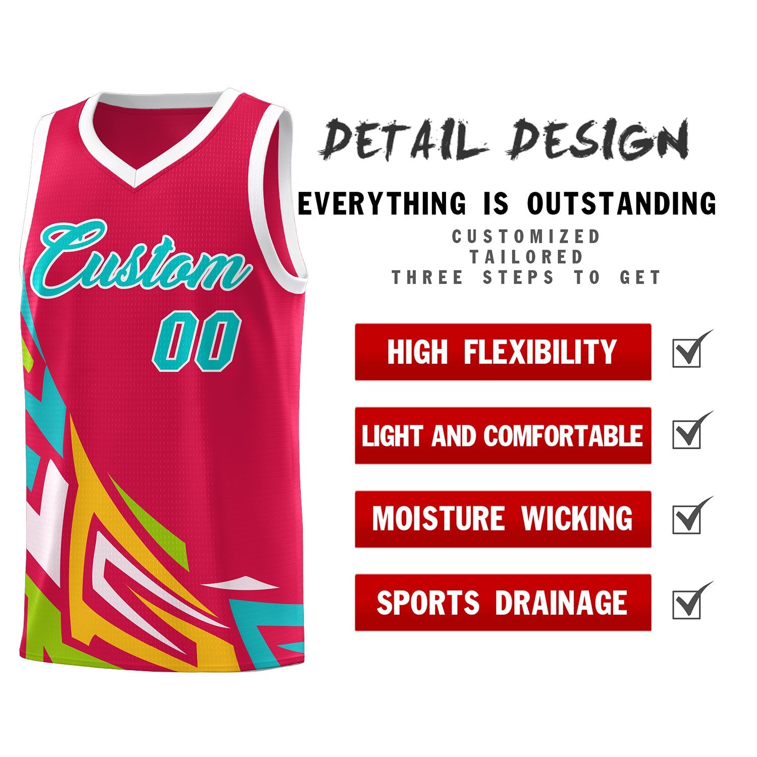 Custom Red Gradient Graffiti Pattern Sports Uniform Basketball Jersey