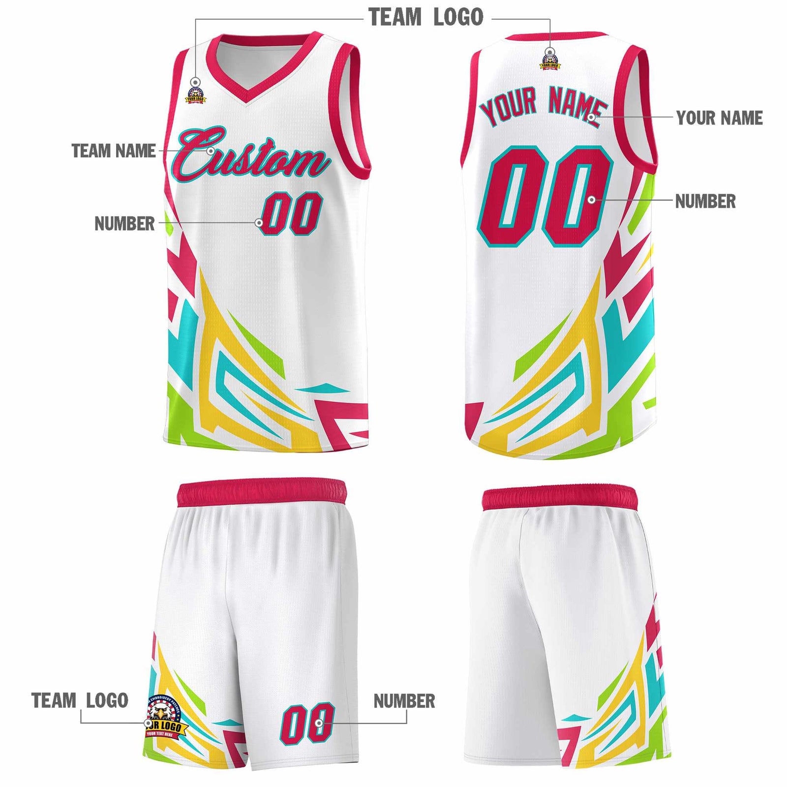 Custom White Gradient Graffiti Pattern Sports Uniform Basketball Jersey