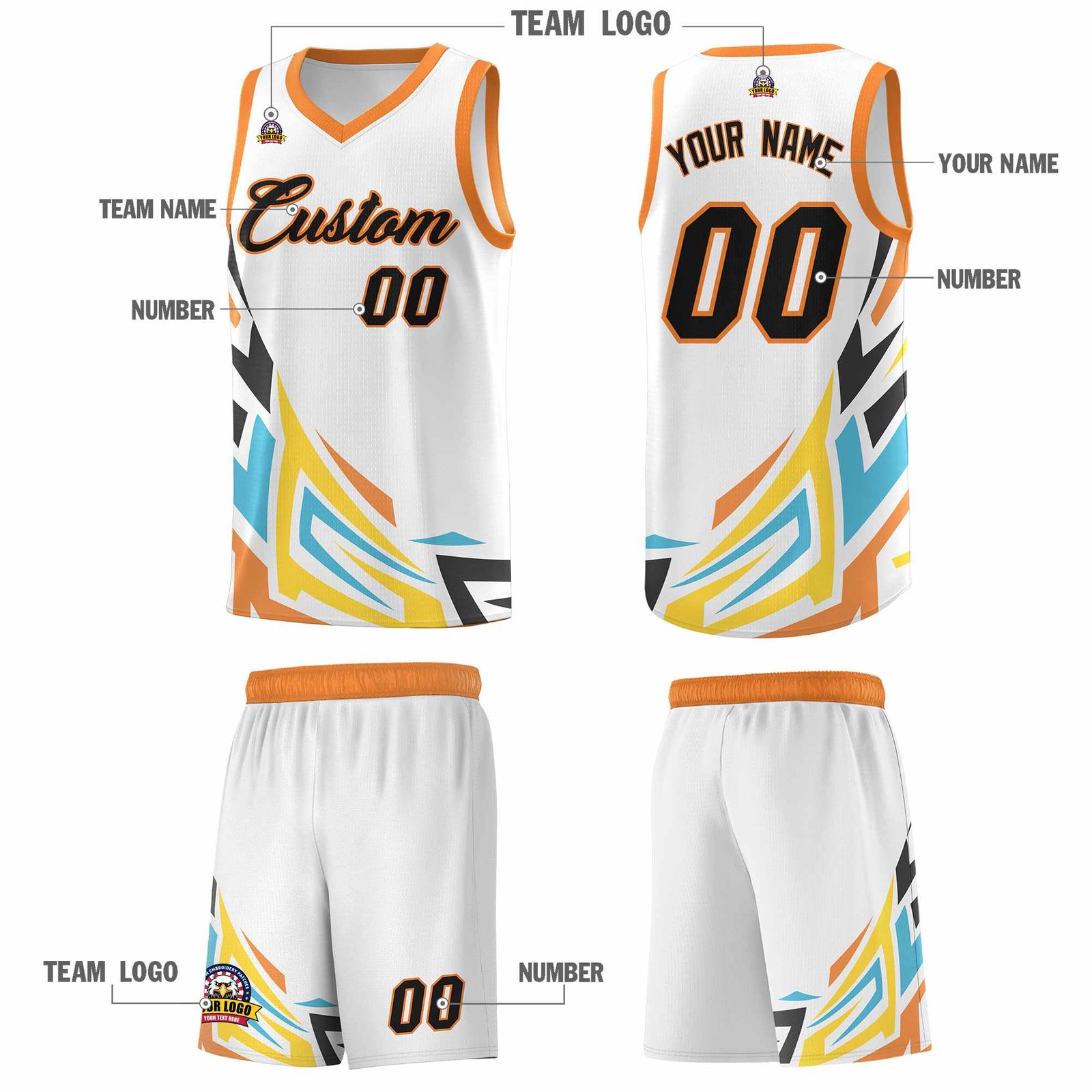 Custom White Gradient Graffiti Pattern Sports Uniform Basketball Jersey
