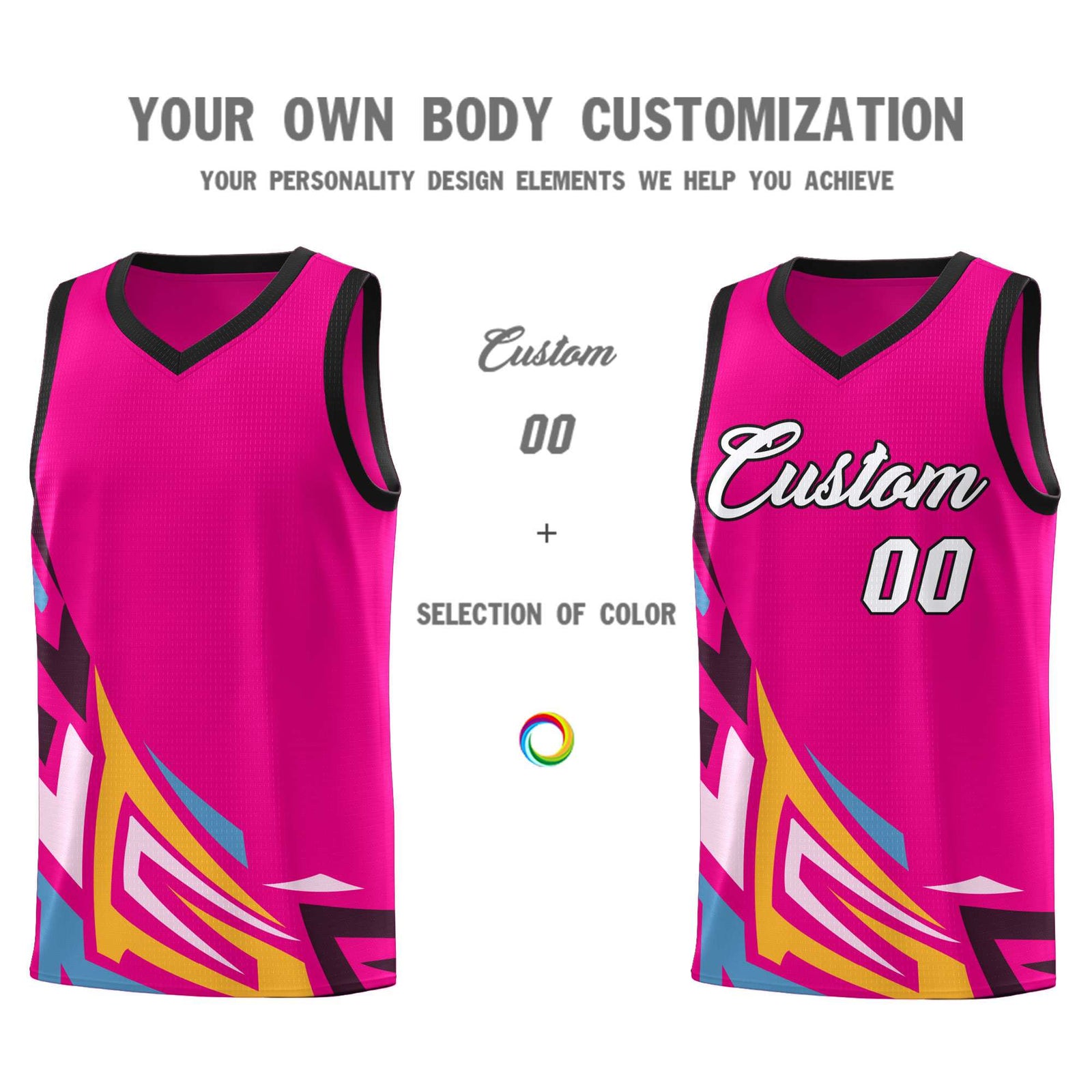 Custom Pink Gradient Graffiti Pattern Sports Uniform Basketball Jersey