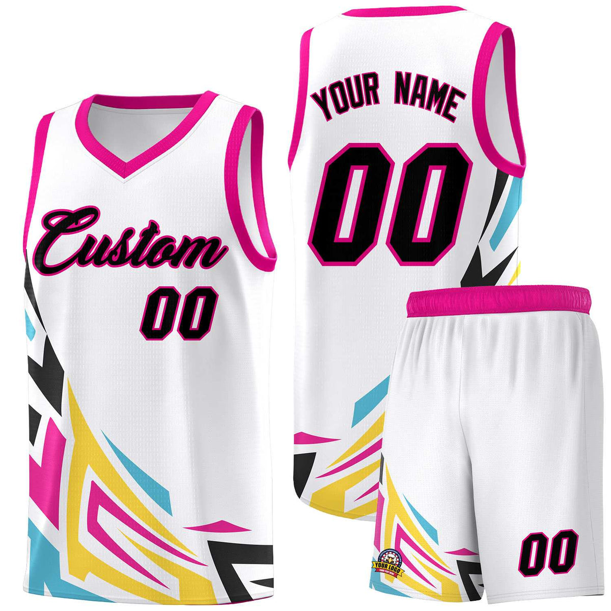 Custom White Gradient Graffiti Pattern Sports Uniform Basketball Jersey