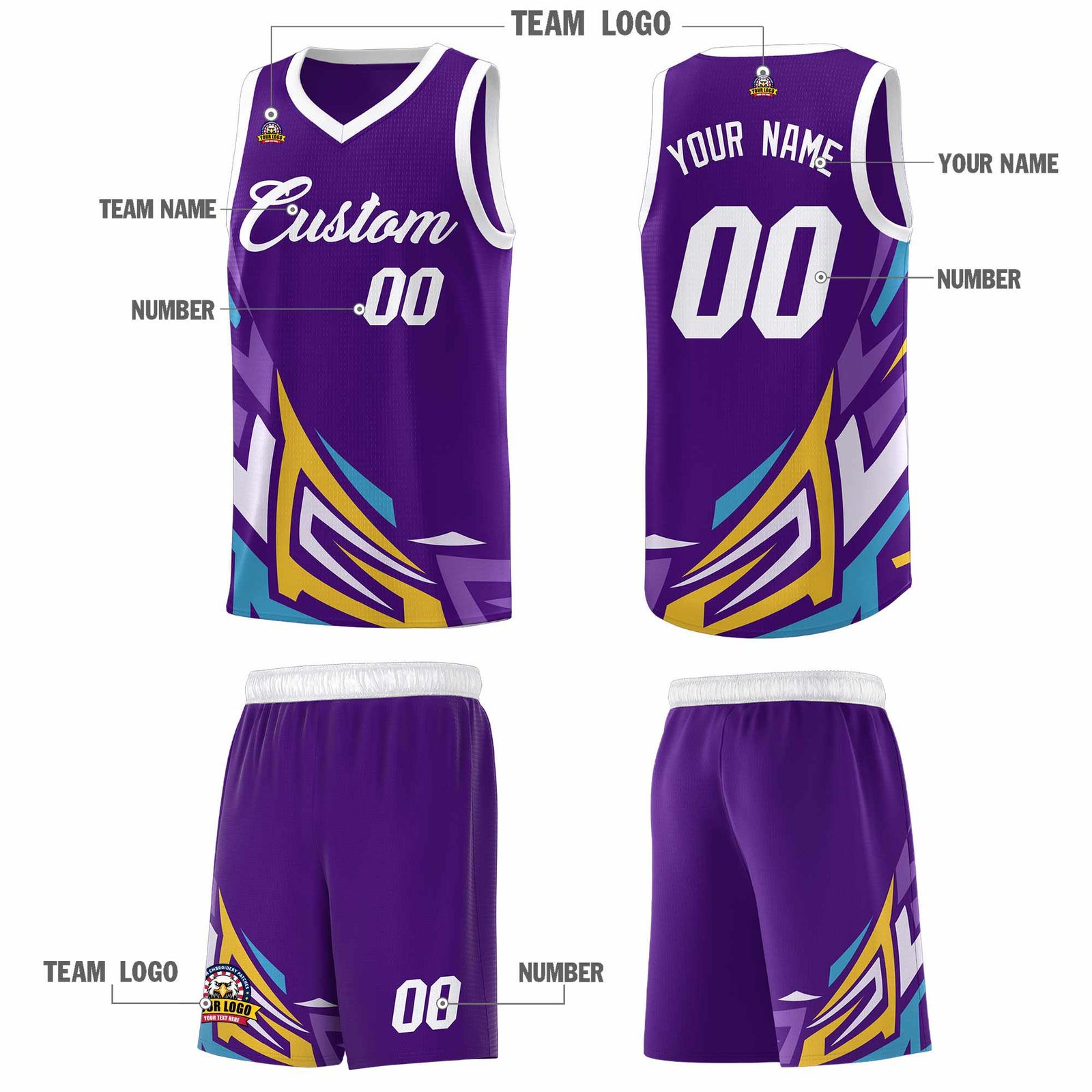 Custom Purple Gradient Graffiti Pattern Sports Uniform Basketball Jersey