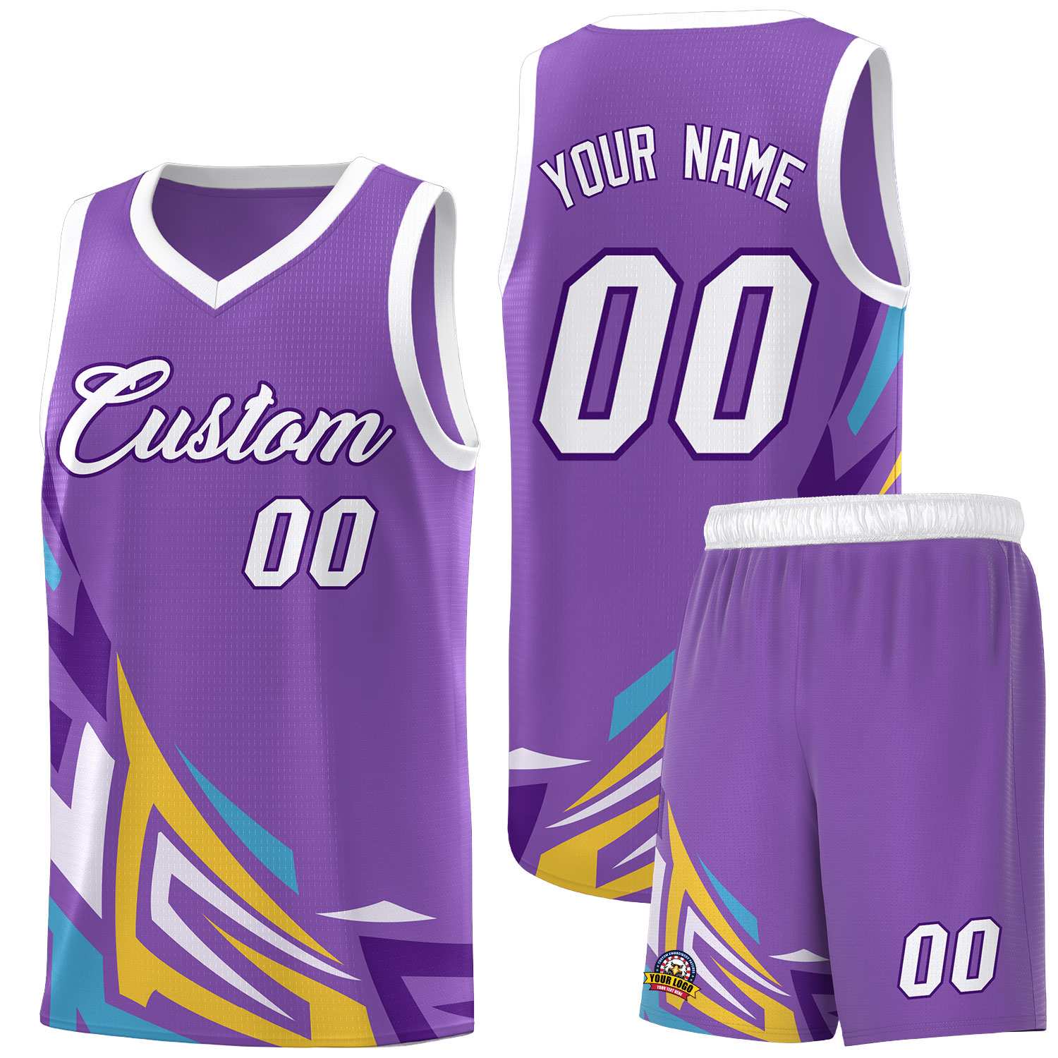 Custom Light Purple Gradient Graffiti Pattern Sports Uniform Basketball Jersey