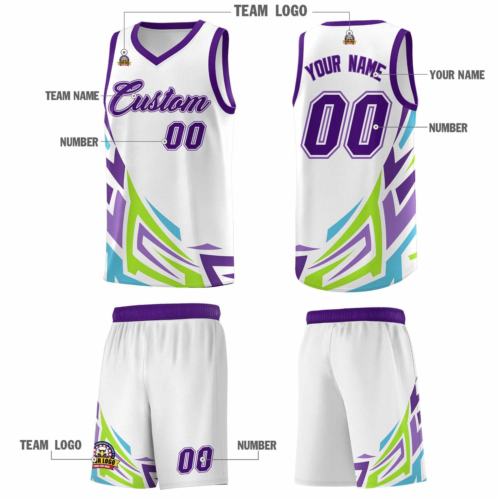 Custom White Gradient Graffiti Pattern Sports Uniform Basketball Jersey