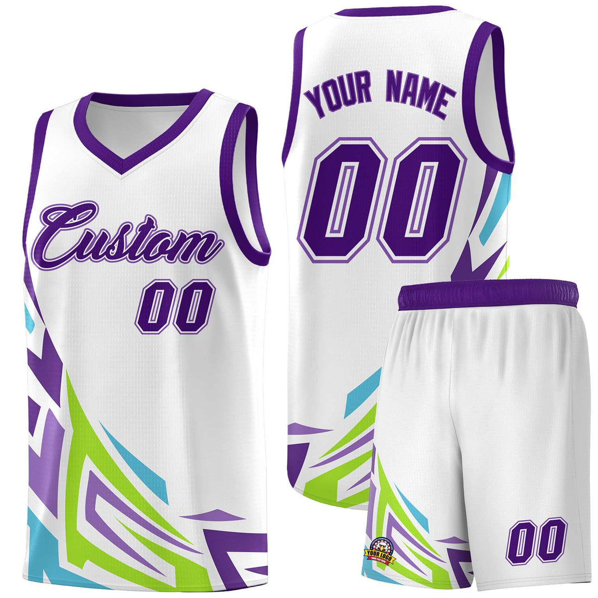 Custom White Gradient Graffiti Pattern Sports Uniform Basketball Jersey
