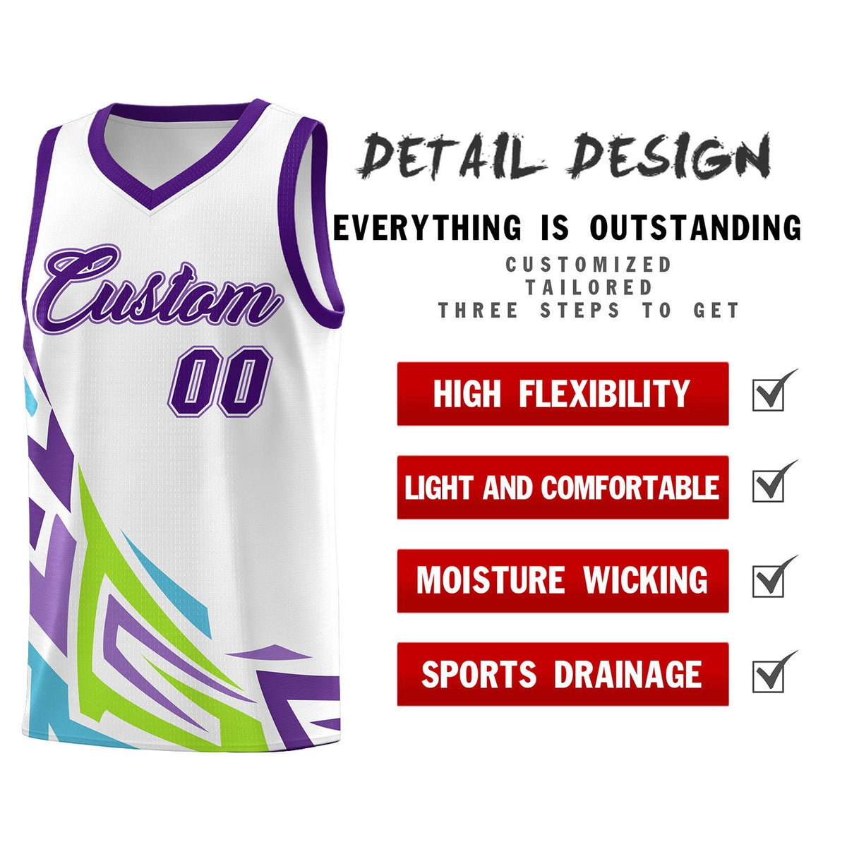 Custom White Gradient Graffiti Pattern Sports Uniform Basketball Jersey