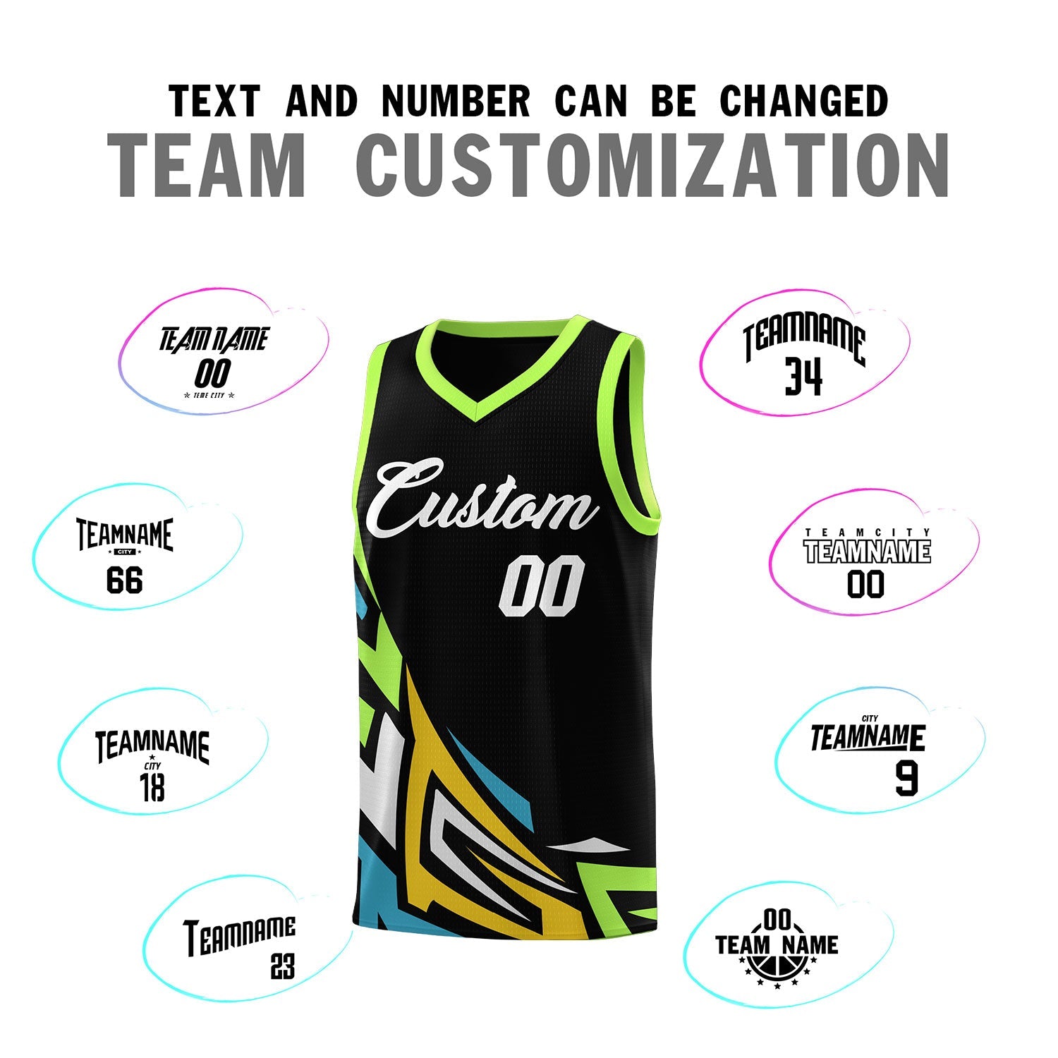 Custom Black Gradient Graffiti Pattern Sports Uniform Basketball Jersey