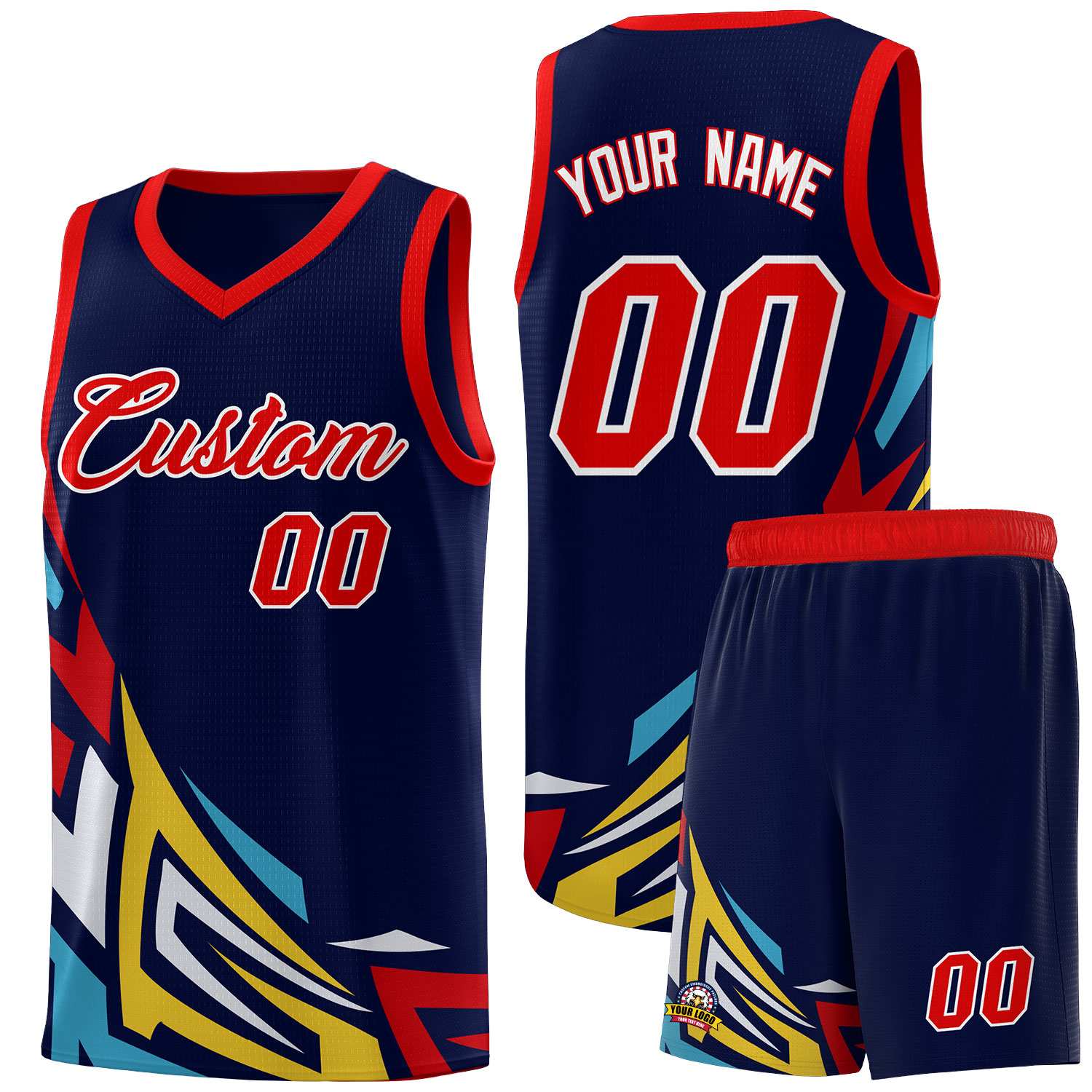 Custom Navy Gradient Graffiti Pattern Sports Uniform Basketball Jersey