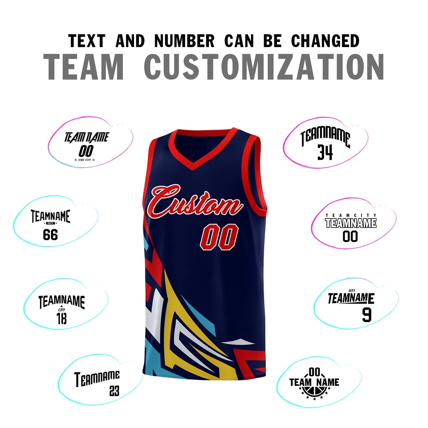 Custom Navy Gradient Graffiti Pattern Sports Uniform Basketball Jersey