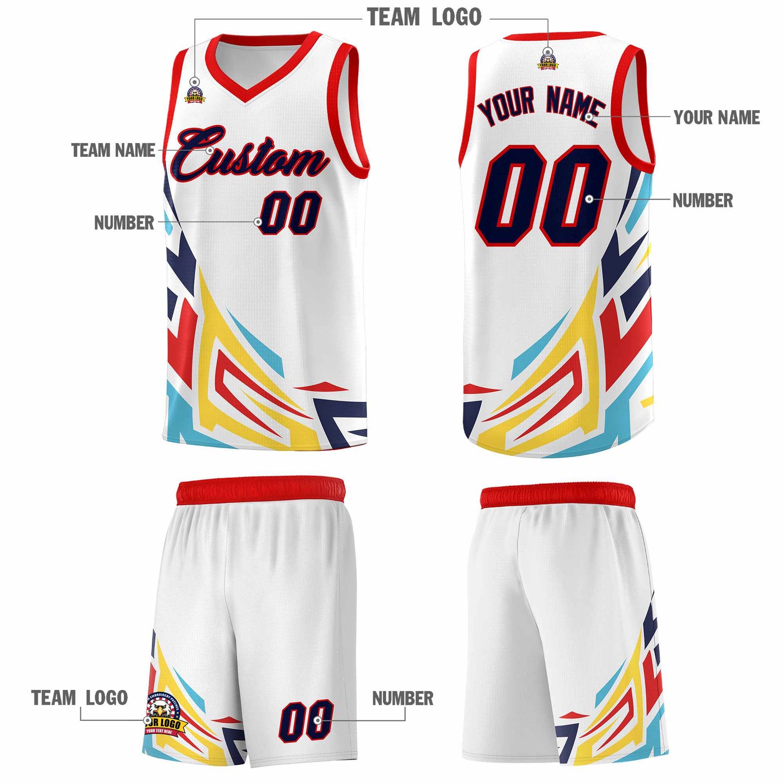 Custom White Gradient Graffiti Pattern Sports Uniform Basketball Jersey