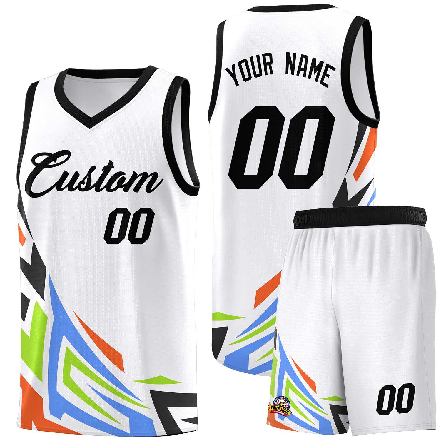 Custom White Gradient Graffiti Pattern Sports Uniform Basketball Jersey