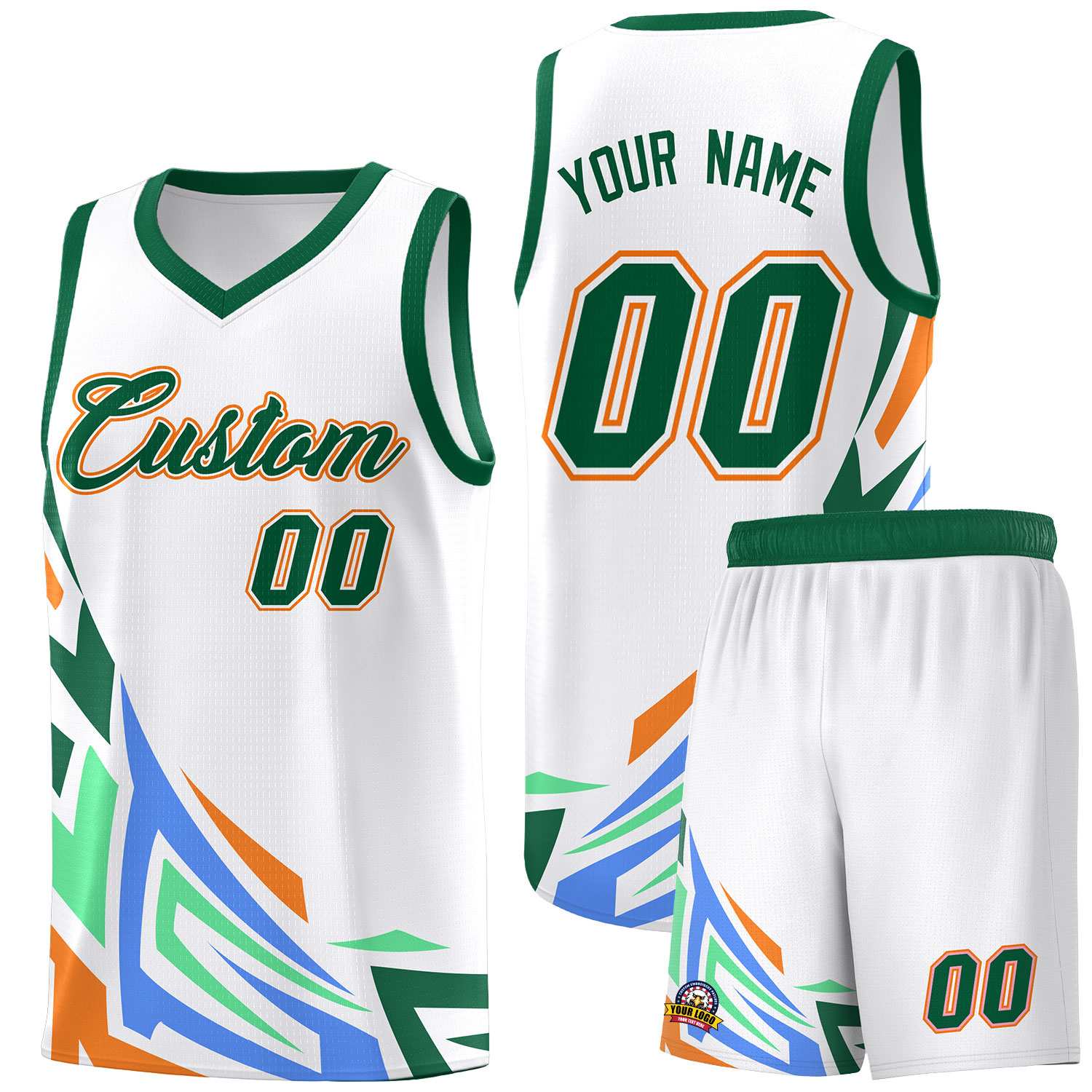 Custom White Gradient Graffiti Pattern Sports Uniform Basketball Jersey