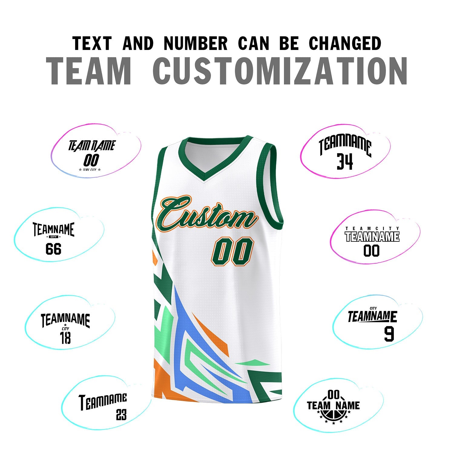 Custom White Gradient Graffiti Pattern Sports Uniform Basketball Jersey