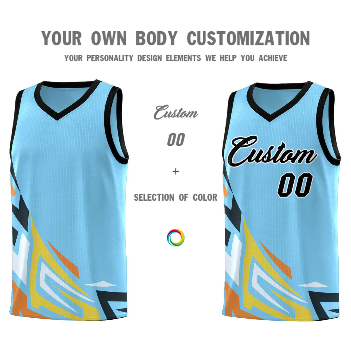 Custom Light Blue Gradient Graffiti Pattern Sports Uniform Basketball Jersey