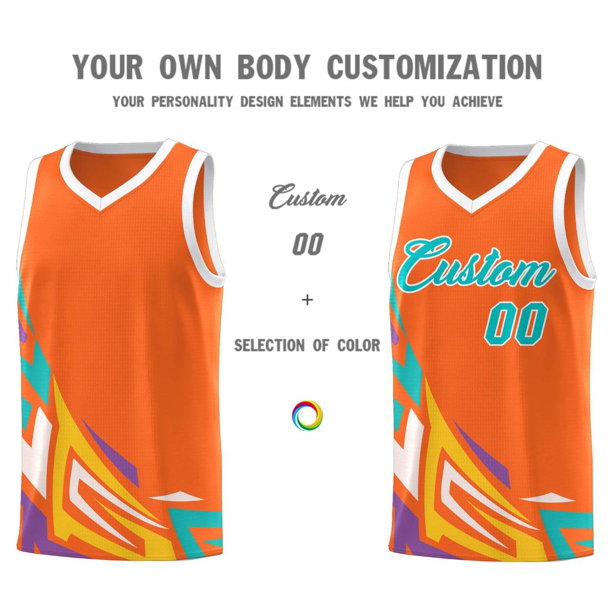 Custom Orange Gradient Graffiti Pattern Sports Uniform Basketball Jersey