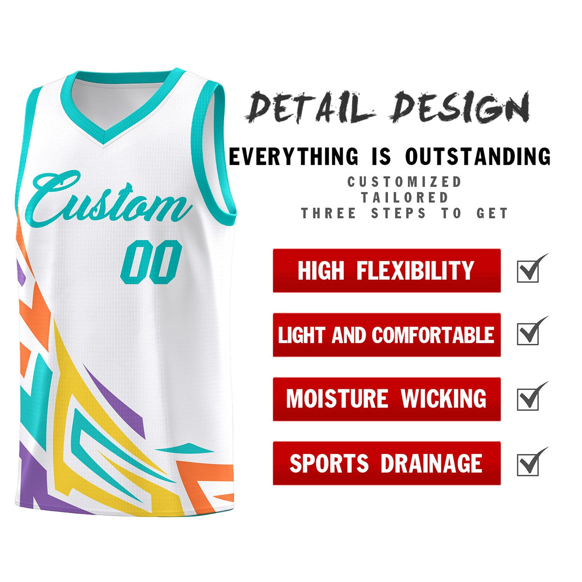 Custom White Gradient Graffiti Pattern Sports Uniform Basketball Jersey