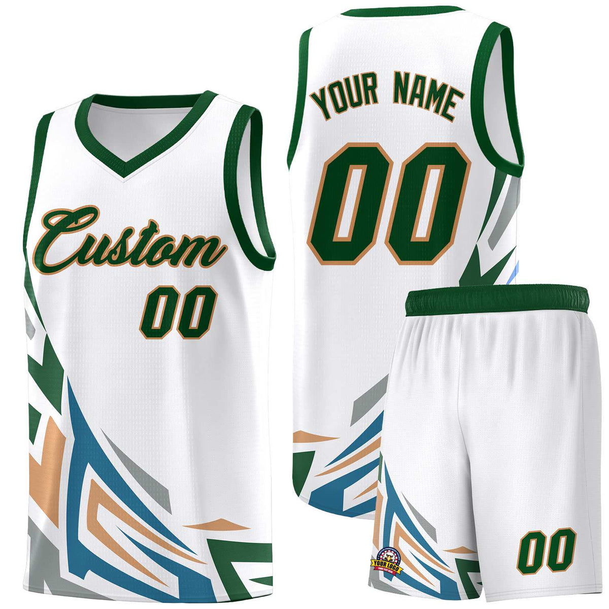 Custom White Gradient Graffiti Pattern Sports Uniform Basketball Jersey